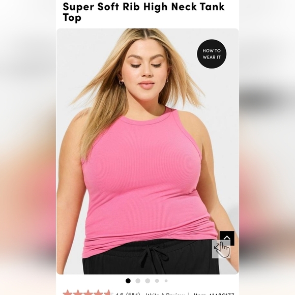 Torrid Super Soft Rib High Neck Tank Top pink Size 5x fits 3-4x - Picture 3 of 9